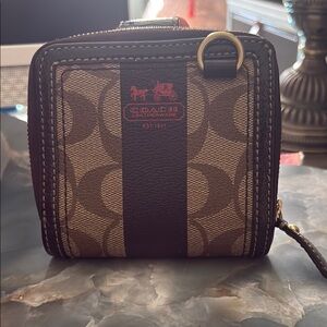 Coach Signature Brown and Tan Wallet